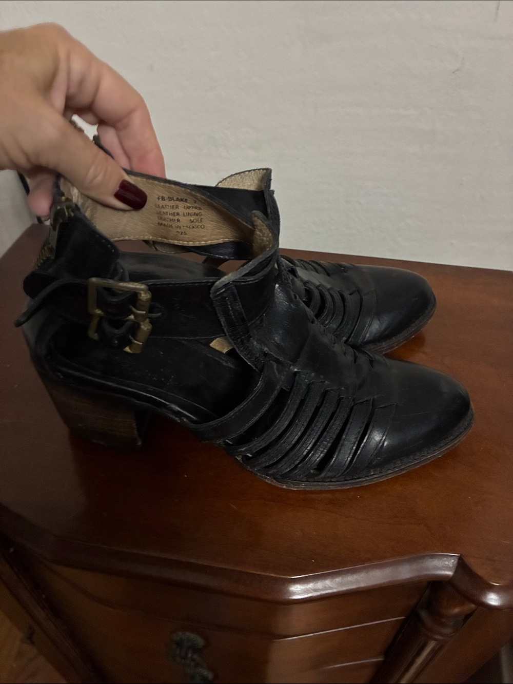 Freebird Black Leather Strappy Ankle Heels 7